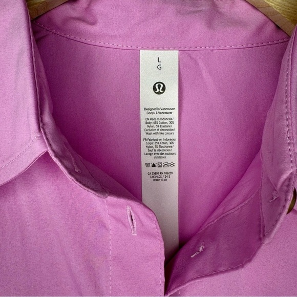 Lululemon Cotton Blend Poplin Button Down Shirt Vitapink Size Large NWT - Picture 13 of 14